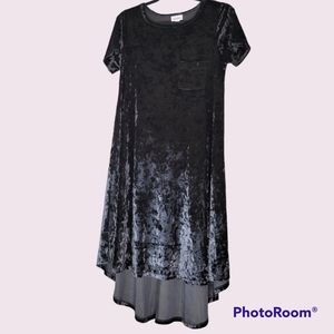 Lularoe Elegant Carly Dress Hi-low Hem Black Crushed Velvet